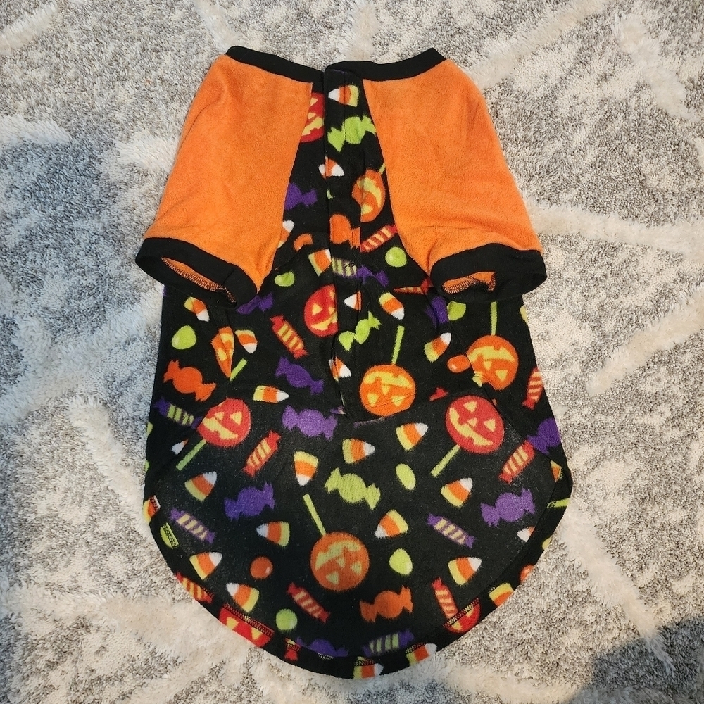 Way To Celebrate Halloween Pet Dog Shirt Black Orange All-over Candy Print EUC L - Picture 3 of 9